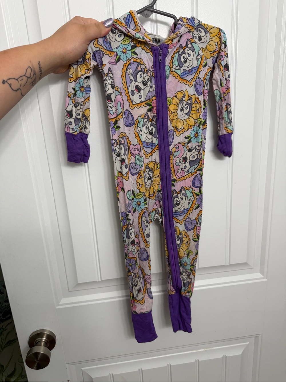 Kids Purple Character Zip-Up One-Piece